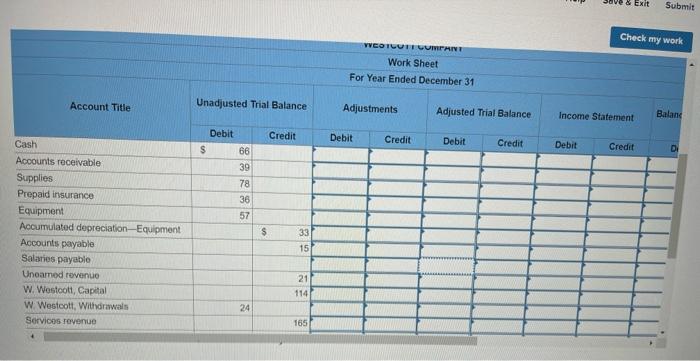 Solved Exercise 4 4 Algo Completing Work Sheet Adjustments Chegg