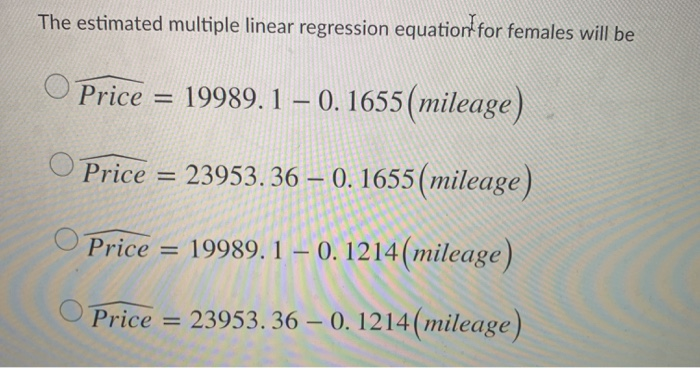 Solved The Estimated Multiple Linear Regression Equation For Chegg