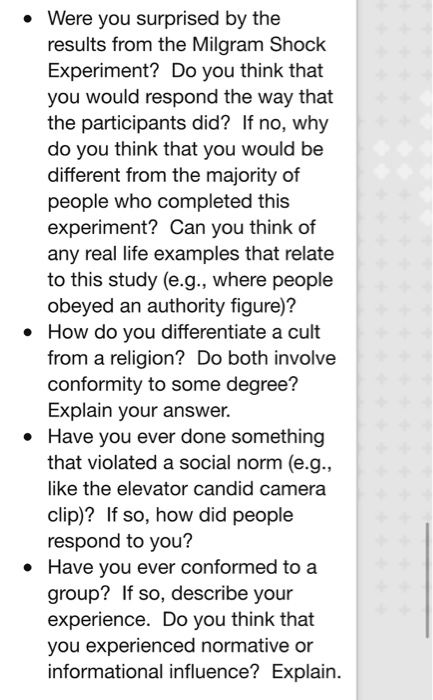 Solved Were You Surprised By The Results From The Milgram Chegg