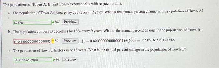 Solved The Populations Of Towns A B And C Vary Chegg