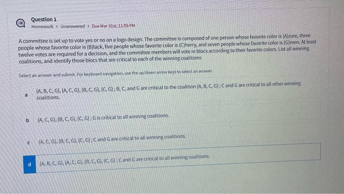 Solved Question Homework Unanswered Due Mar St Chegg