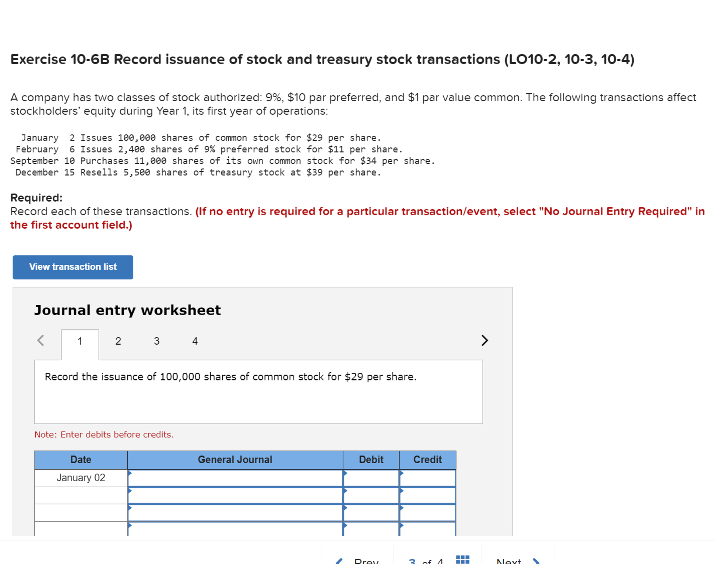 Solved Exercise B Record Issuance Of Stock And Treasury Chegg