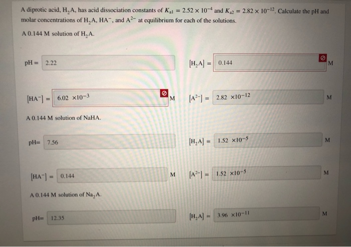 Solved A Diprotic Acid H A Has Acid Dissociation Chegg