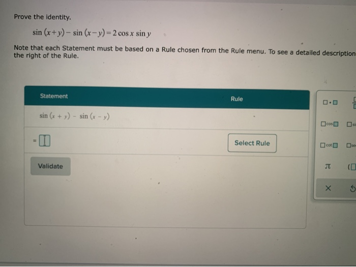 Solved Prove The Identity Sin X Y Sin X Y Cos Chegg