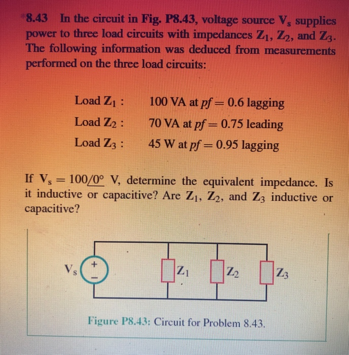 Solved 8 43 In The Circuit In Fig P8 43 Voltage Source V Chegg