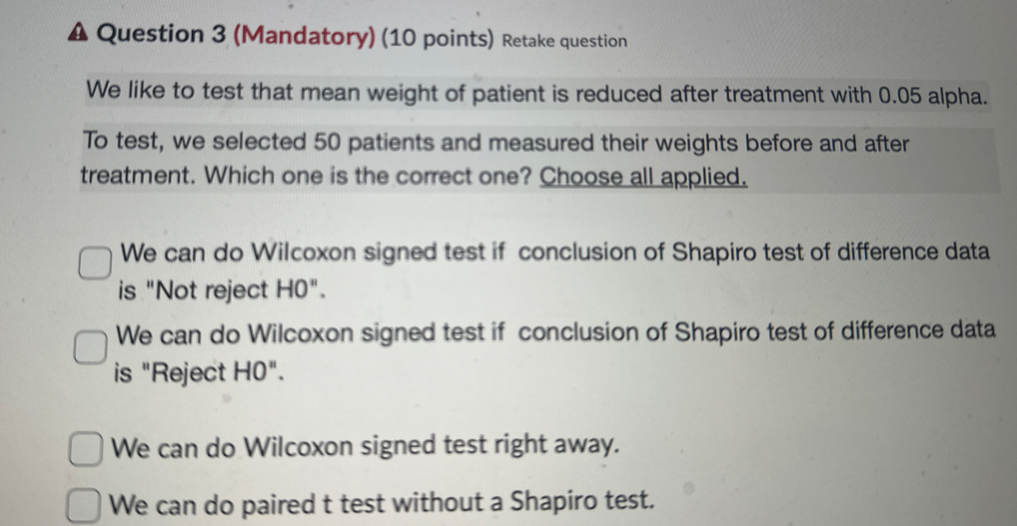 Question 3 Mandatory 10 Points Retake Chegg