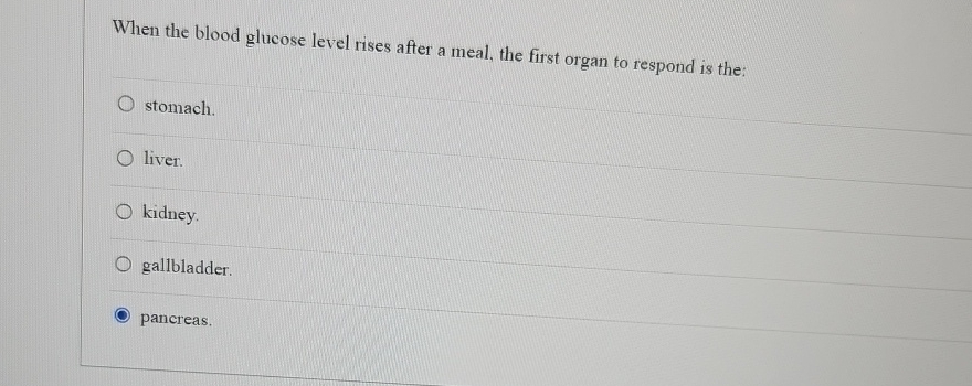 Solved When The Blood Glucose Level Rises After A Meal The Chegg