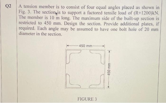 Solved Q A Tension Member Is To Consist Of Four Equal Chegg