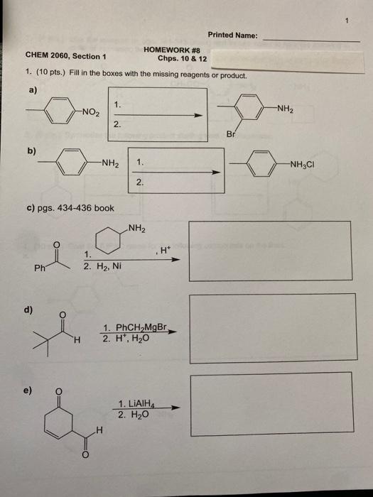 Solved Printed Name Chem Section Homework Chps Chegg