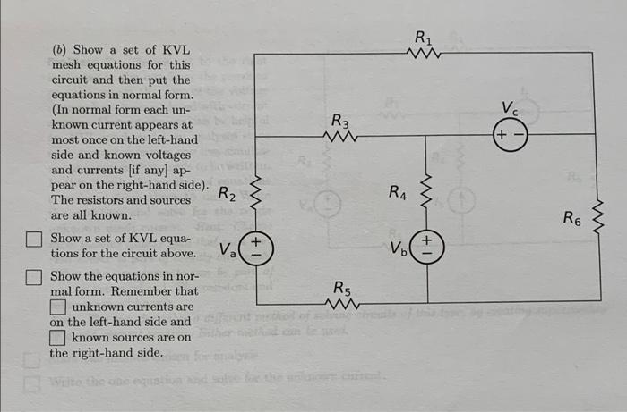 Solved R W Vc R W Show A Set Of Kvl Mesh Equations Chegg