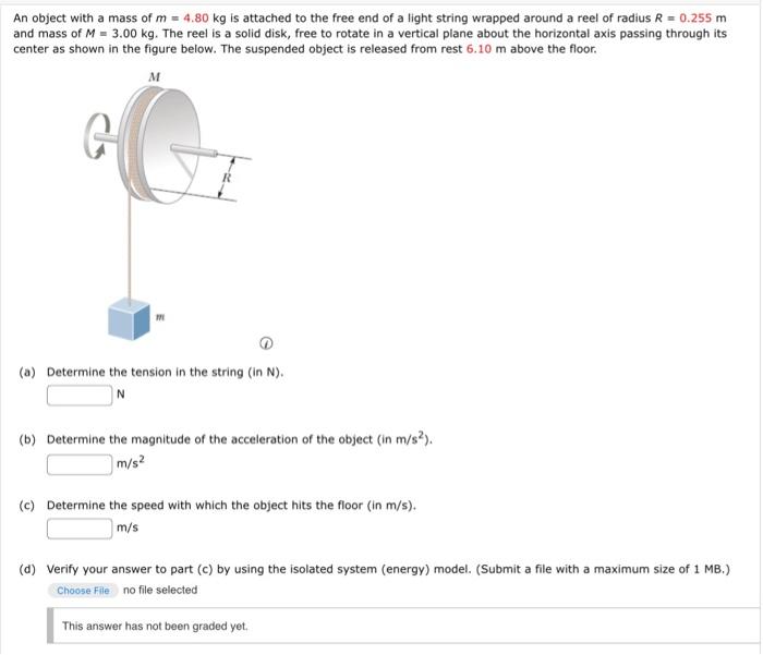 Solved An Object With A Mass Of M 4 80 Kg Is Attached To The Chegg