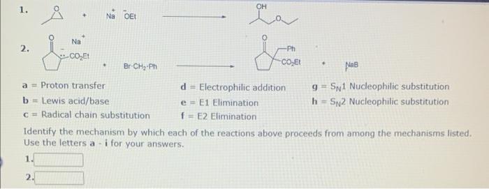 Solved A Proton Transfer D Electrophilic Addition G Sn Chegg