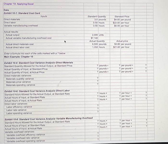 Chapter 10 Applying Excel Data Exhibit 10 1 Chegg