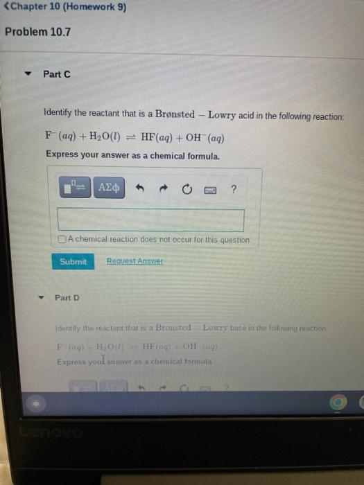 Solved Identify The Reactant That Is A Bronsted Lowry Acid Chegg