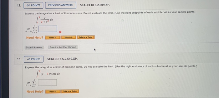 Solved 0 1 POINTS PREVIOUS ANSWERS SCALCET8 5 2 509 XP Chegg