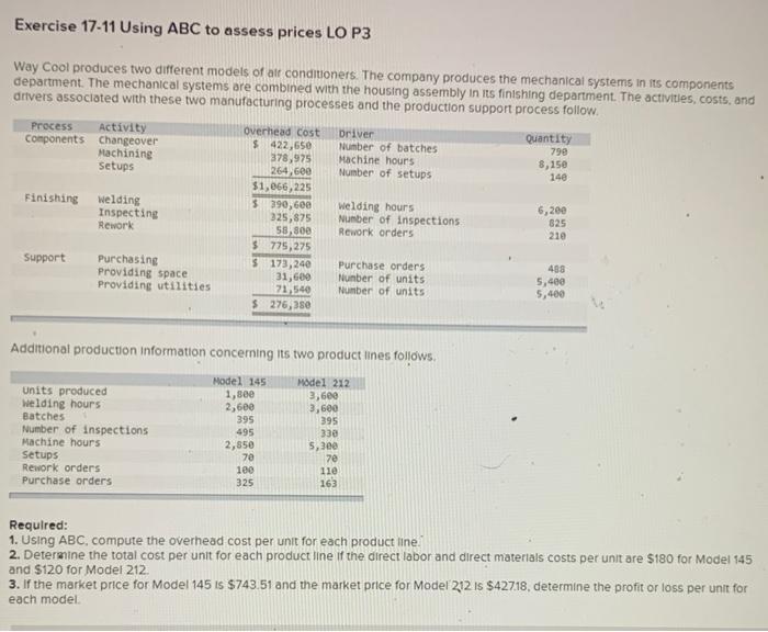 Solved Exercise 17 11 Using ABC To Assess Prices LO P3 Way Chegg