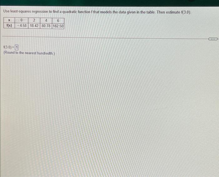 Solved Use Least Squares Regression To Find A Quadratic Chegg