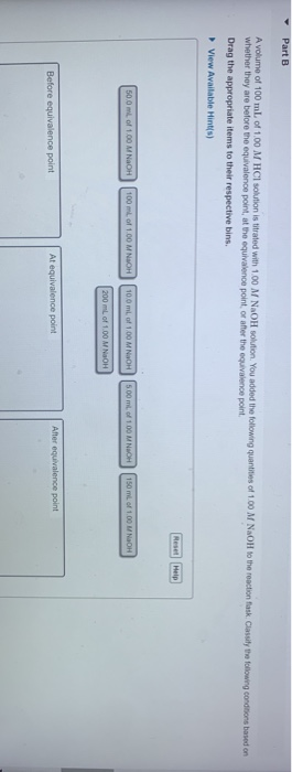 Solved Part B A Volume Of 100 Ml Of 100 M HCl Solution Is Chegg