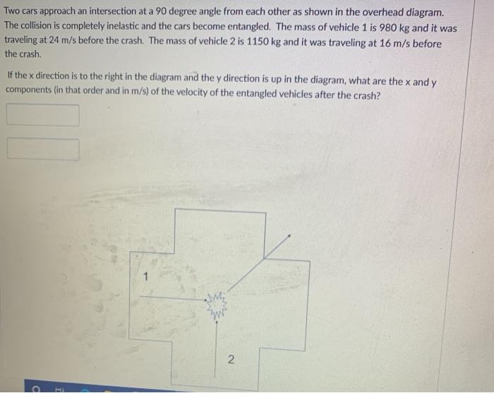 Solved Two Cars Approach An Intersection At A Degree Chegg