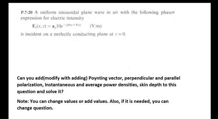 Solved P A Uniform Sinusoidal Plane Wave In Air With Chegg