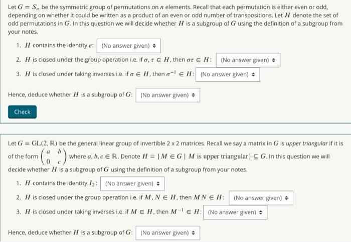 Solved Let G S Be The Symmetric Group Of Permutations On Chegg