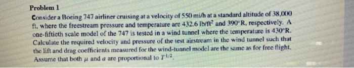 Solved Problem 1 Consider A Boeing 747 Airliner Cruising At Chegg