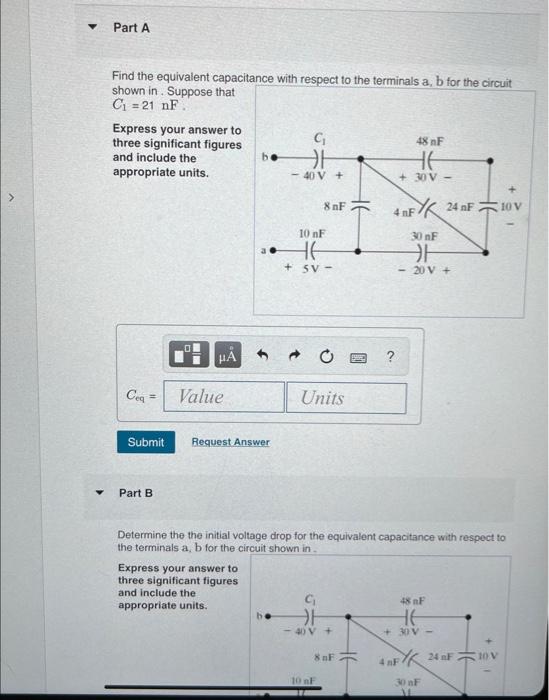 Solved Find The Equivalent Capacitance With Respect To The Chegg