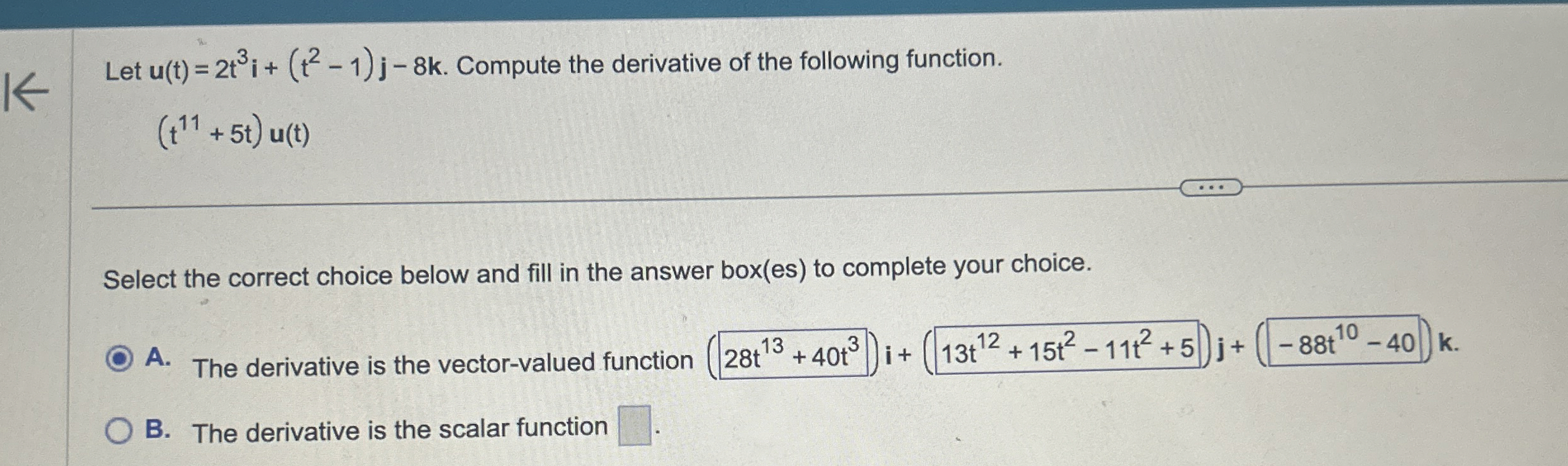 Solved Let U T T I T J K Compute The Derivative Of Chegg