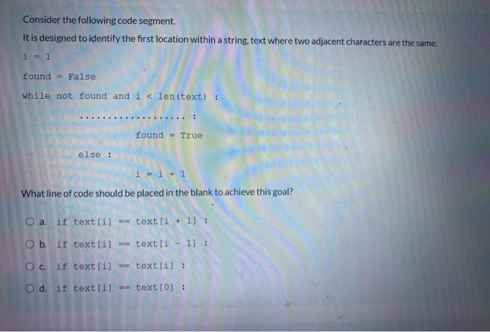 Solved Consider The Following Code Segment It Is Designed Chegg