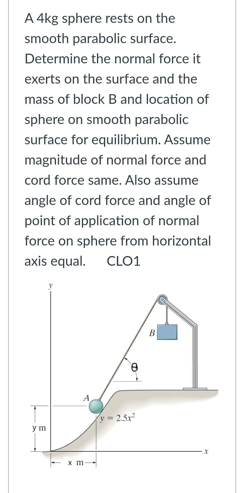 Solved A 4kg Sphere Rests On The Smooth Parabolic Surface Chegg