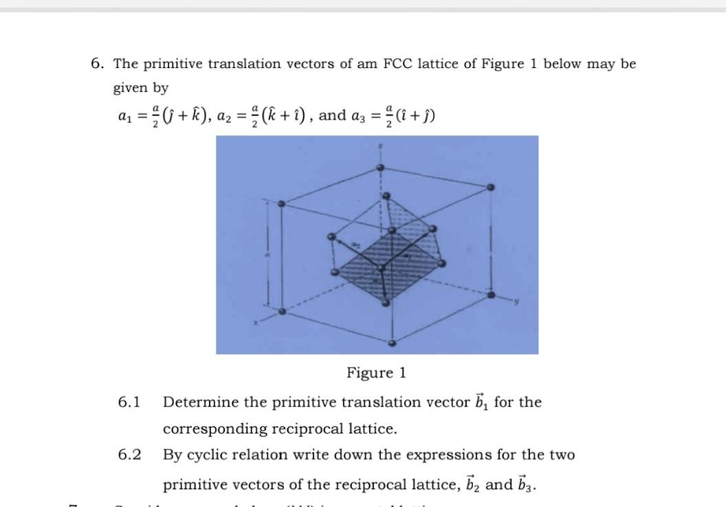 Solved The Primitive Translation Vectors Of Am Fcc Chegg