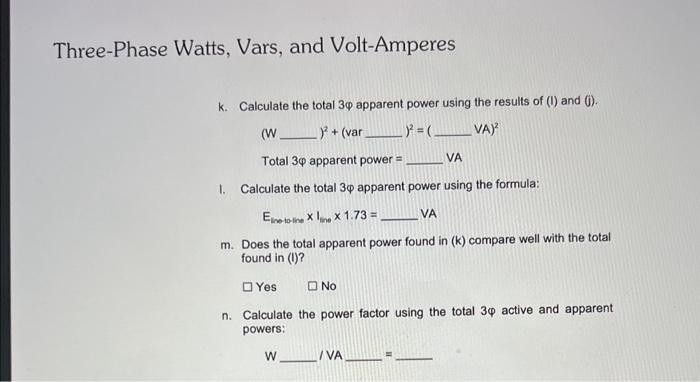 Three Phase Watts Vars And Volt Amperes Figure Chegg