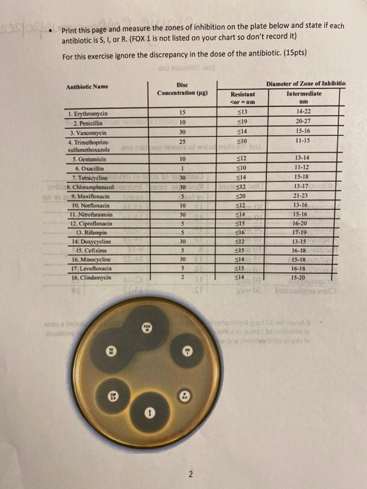 Solved Print This Page And Measure The Zones Of Inhibition Chegg