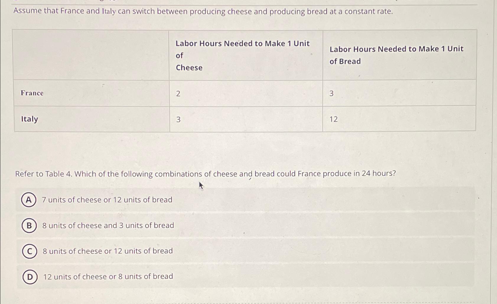 Solved Assume That France And Italy Can Switch Between Chegg