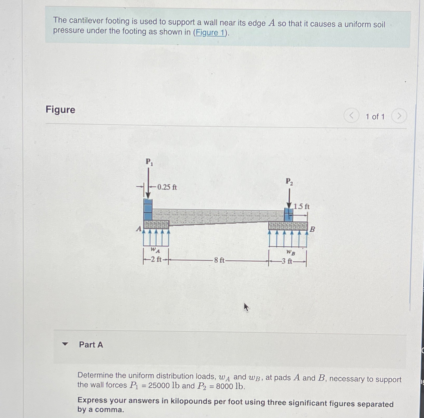 Solved The Cantilever Footing Is Used To Support A Wall Near Chegg