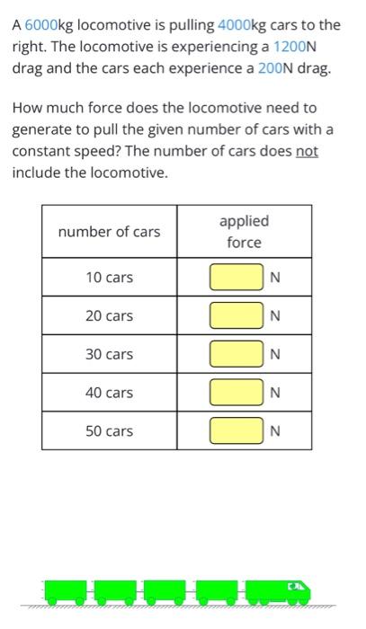 Solved A Kg Locomotive Is Pulling Kg Cars To The Chegg