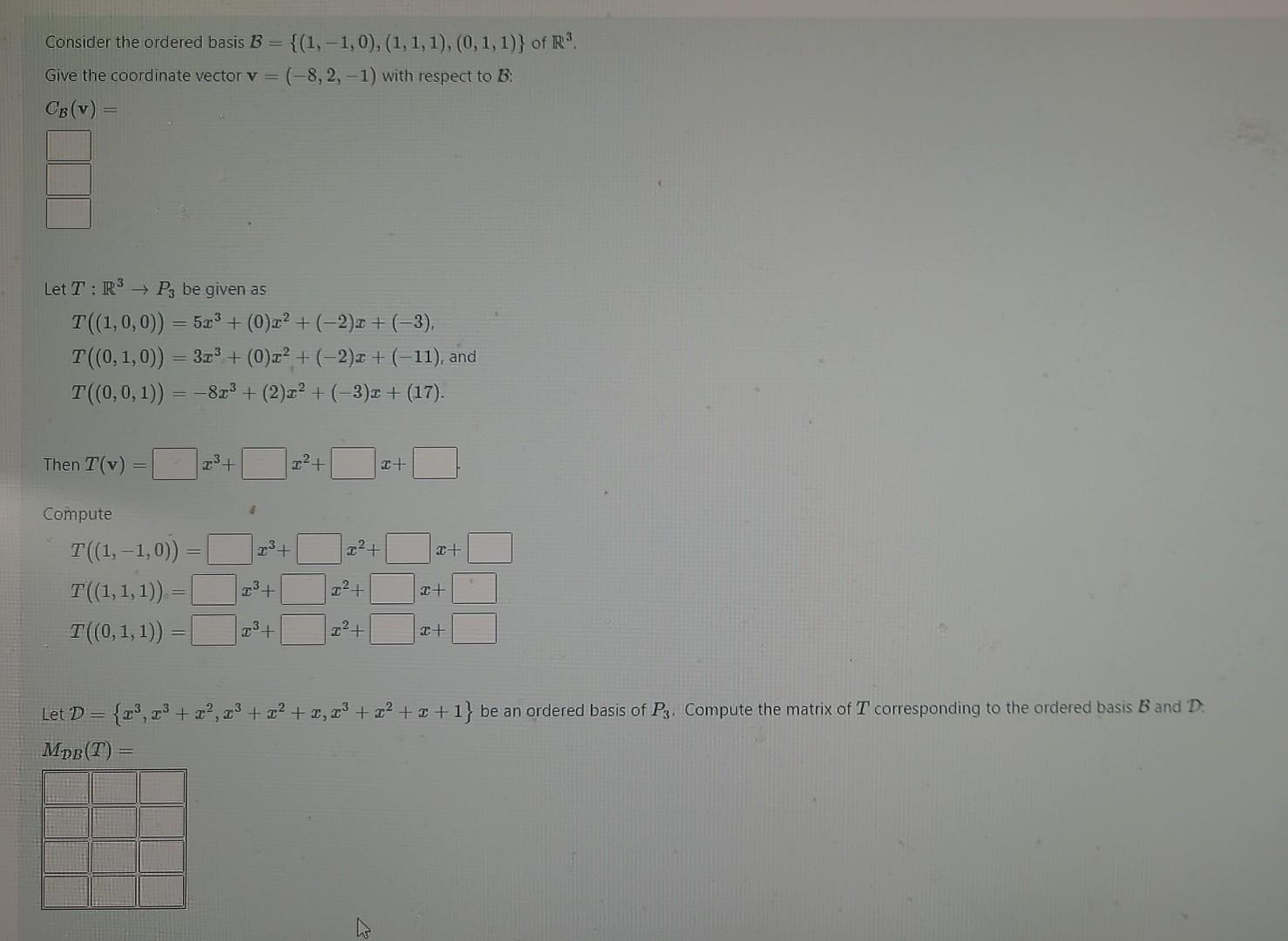 Solved Consider The Ordered Basis Chegg