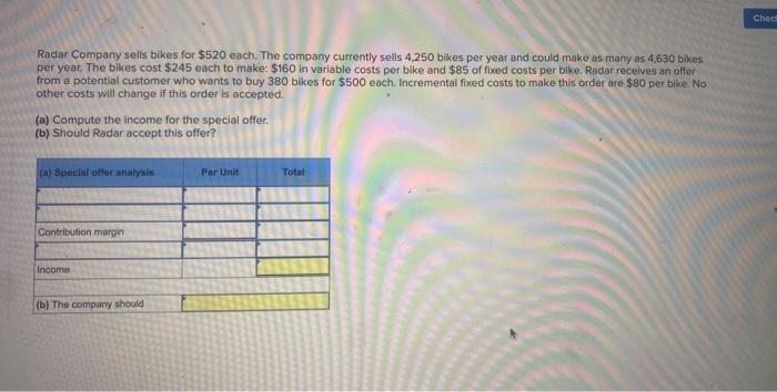 Solved Radar Company Sells Bikes For Each The Company Chegg