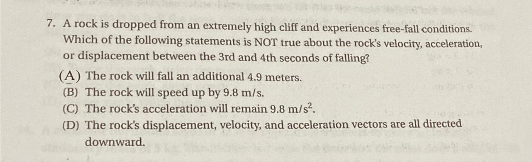 Solved A Rock Is Dropped From An Extremely High Cliff And Chegg