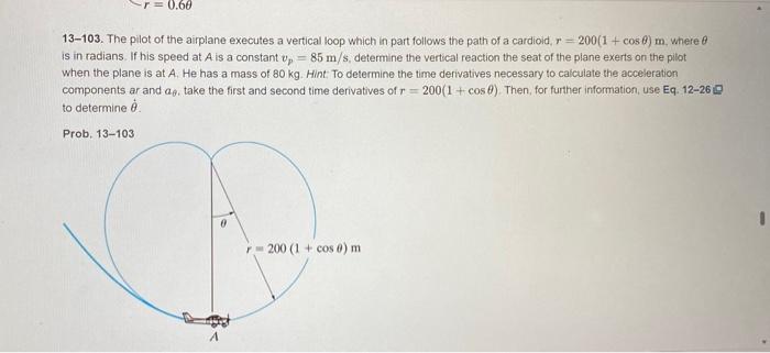 Solved 13 103 The Pilot Of The Airplane Executes A Vertical Chegg