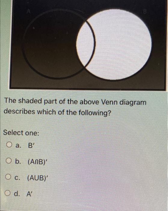 Solved The Shaded Part Of The Above Venn Diagram Describes Chegg