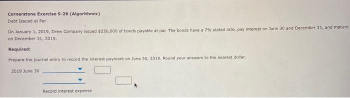 Solved Cornerstone Exercise 9 26 Algorithmic Debt Issued Chegg