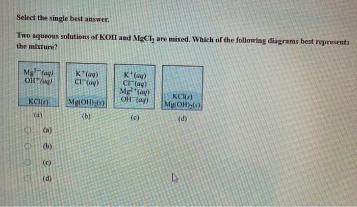 Solved Select The Single Best Answer Two Aqueous Solutions Chegg