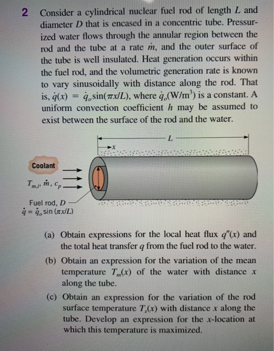 Solved 2 Consider A Cylindrical Nuclear Fuel Rod Of Length L Chegg