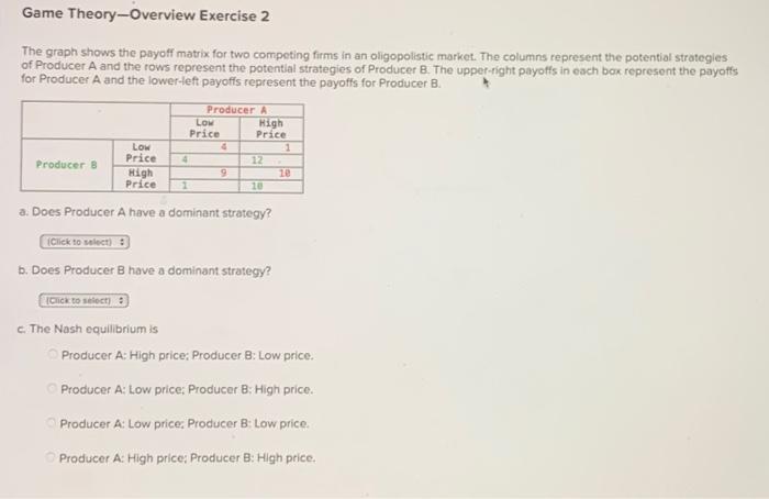 Solved The Graph Shows The Payoff Matrix For Two Competing Chegg