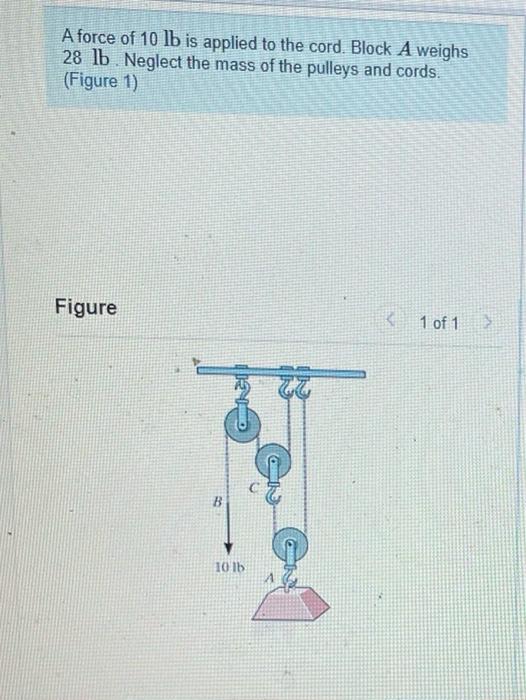 Solved A Force Of Lb Is Applied To The Cord Block A Chegg