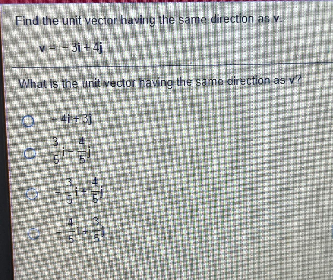 Solved Find The Unit Vector Having The Same Direction As V V Chegg