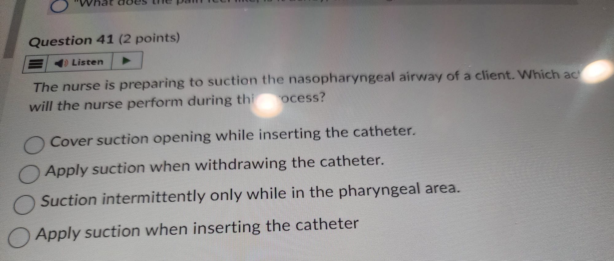 Solved Question 41 2 Points ListenThe Nurse Is Preparing Chegg