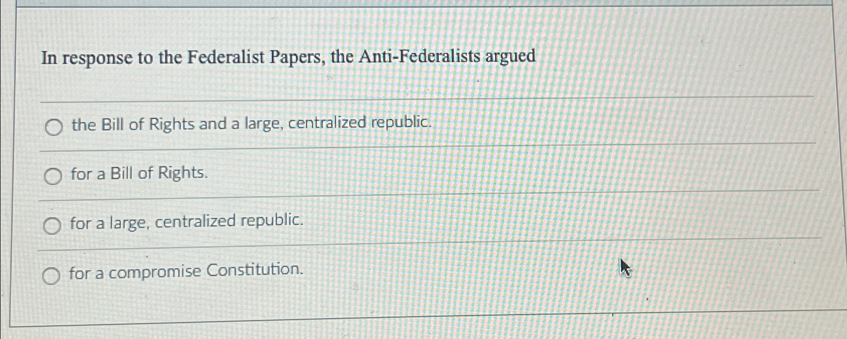 Solved In Response To The Federalist Papers The Chegg