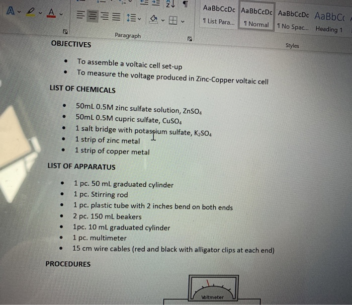 Solved POST DATA SHEET C06 ELECTROCHEMISTRY Zinc Copper Chegg